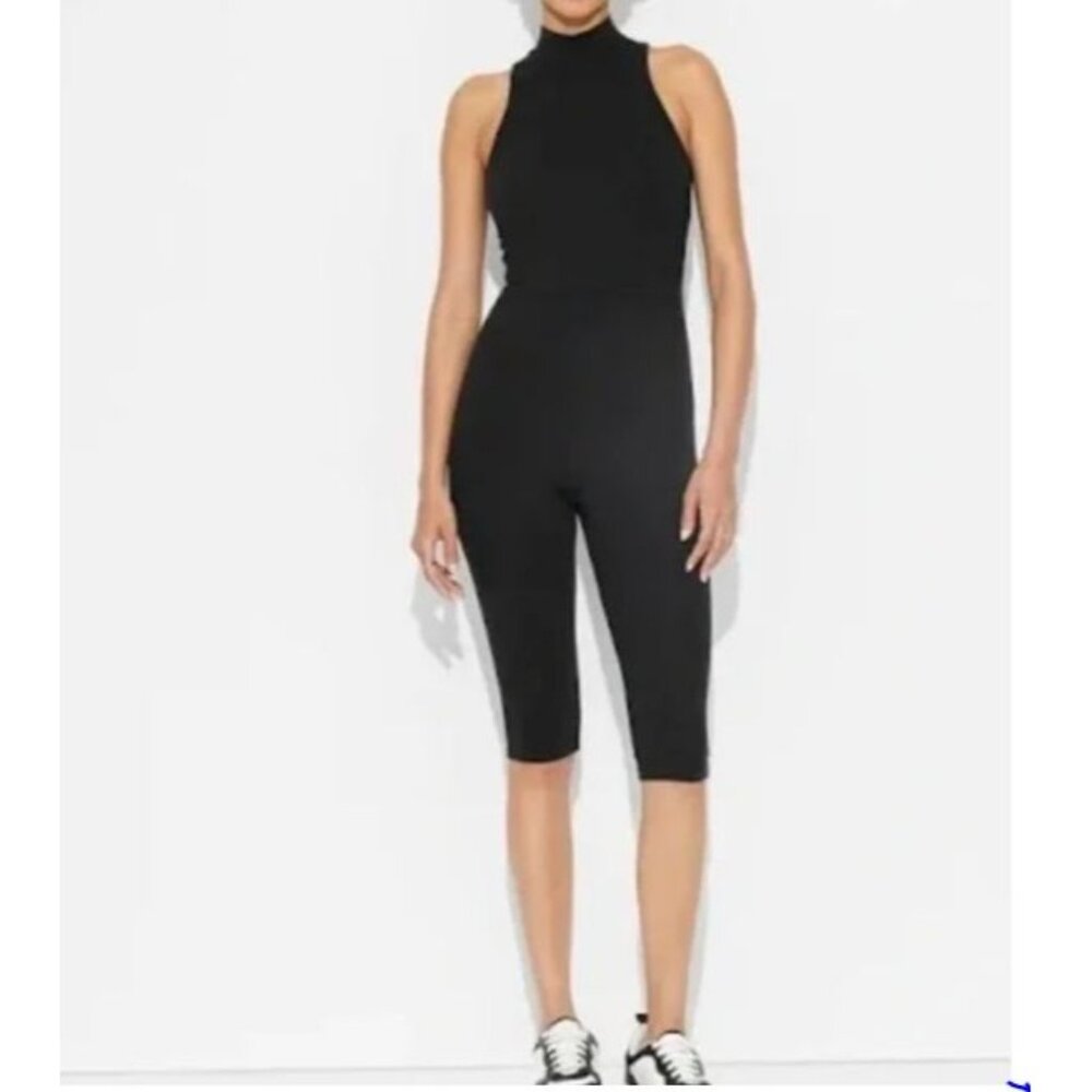 Wild Fable ButterBliss Black High-Neck Sleeveless Biker Romper XL